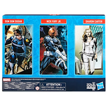 Load image into Gallery viewer, Captain America Marvel Legends Series Dum Dum Dugan, Sharon Carter, and Nick Fury Jr. 6-Inch Action Figure 3-Pack