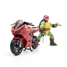 Load image into Gallery viewer, Teenage Mutant Ninja Turtles BST AXN IDW Raphael Action Figure with Metallic Candy Coat GITD Sport Bike