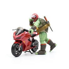 Load image into Gallery viewer, Teenage Mutant Ninja Turtles BST AXN IDW Raphael Action Figure with Metallic Candy Coat GITD Sport Bike