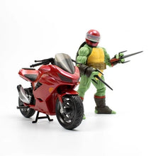 Load image into Gallery viewer, Teenage Mutant Ninja Turtles BST AXN IDW Raphael Action Figure with Metallic Candy Coat GITD Sport Bike