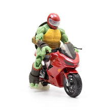 Load image into Gallery viewer, Teenage Mutant Ninja Turtles BST AXN IDW Raphael Action Figure with Metallic Candy Coat GITD Sport Bike
