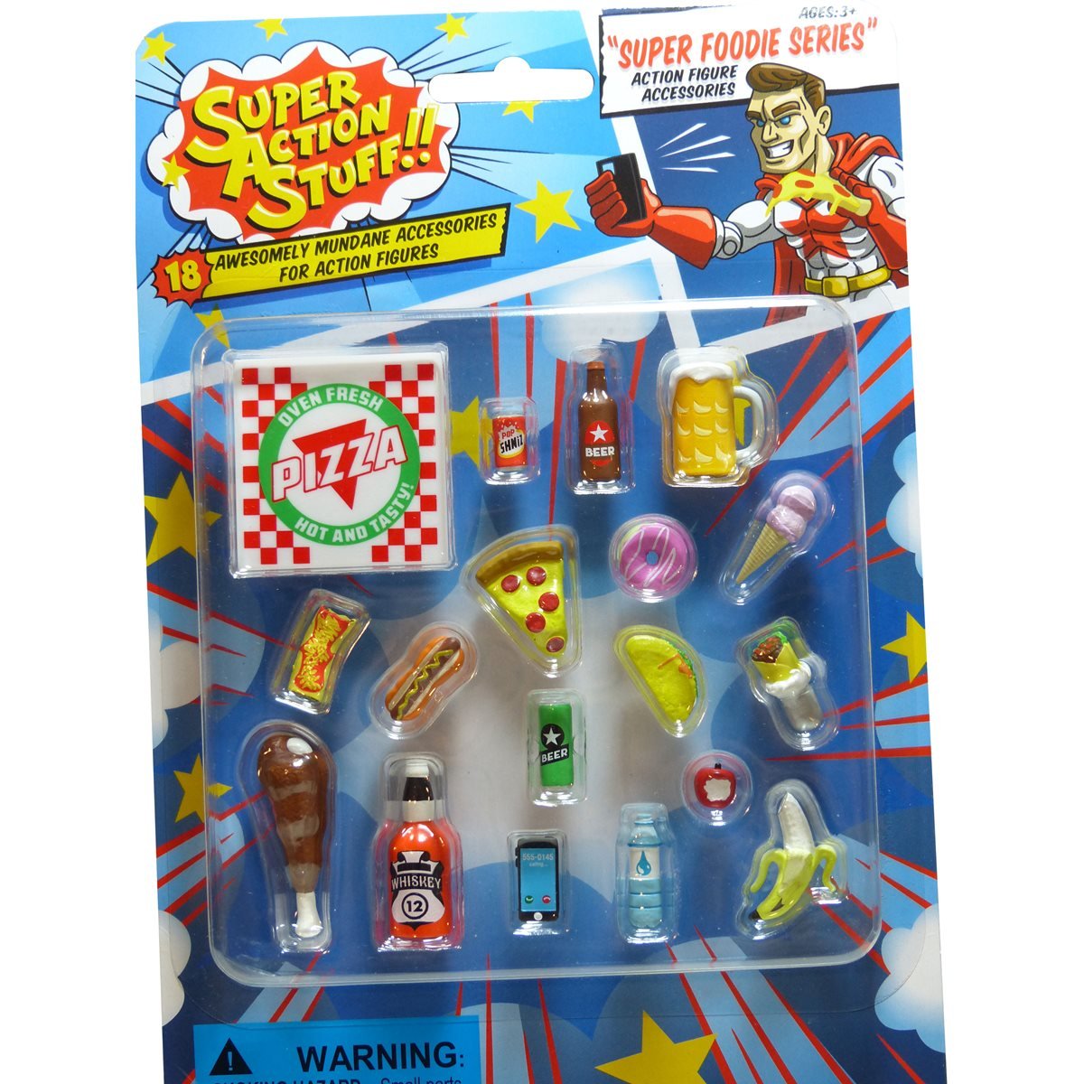 Super Action Stuff 18 Piece Super Foodie Action Figure Accessories 1:12 and  Six inch Scale Compatible Miniature Plastic Food Accessories That fit Most  5 to 7 inch Action Figures for Hilari 